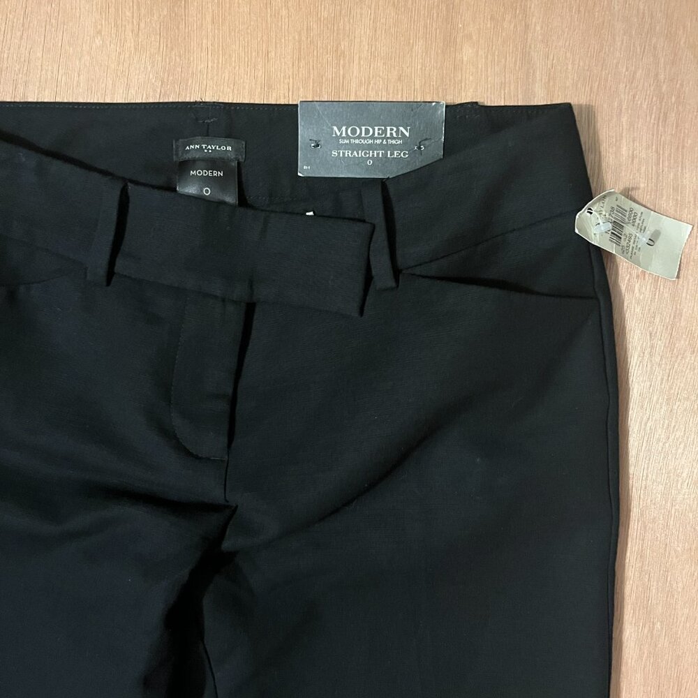 Ann Taylor Modern Straight Leg Pants Black Size 0 NWT Tailored Office - Picture 6 of 14